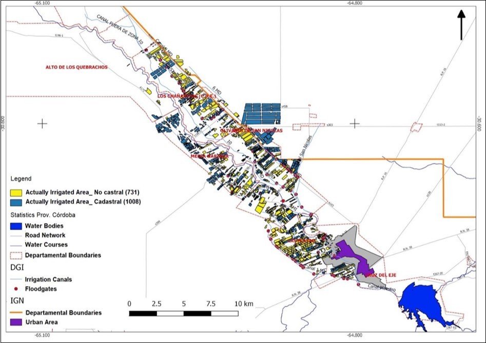 Actually Irrigated area on the Cruz del Eje System.
