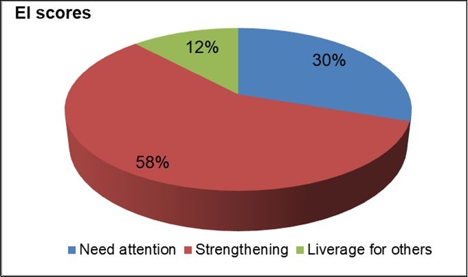 Distribution according to EI scores