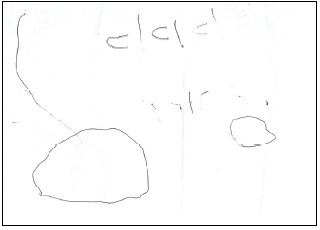 The boy started writing despite having difficulty in holding the pen. He tried to draw a circle and an easy word, but he couldn’t draw a straight line