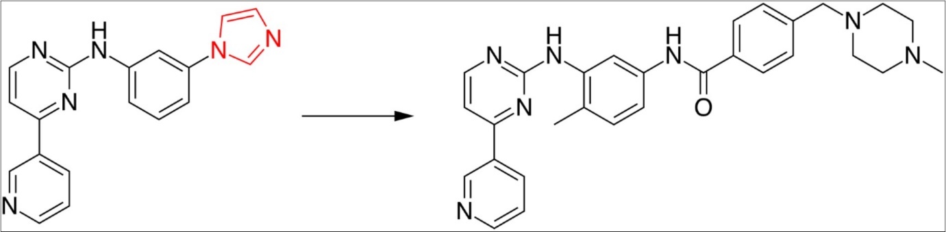 Evolution of Pyrimidin A to imatinib.