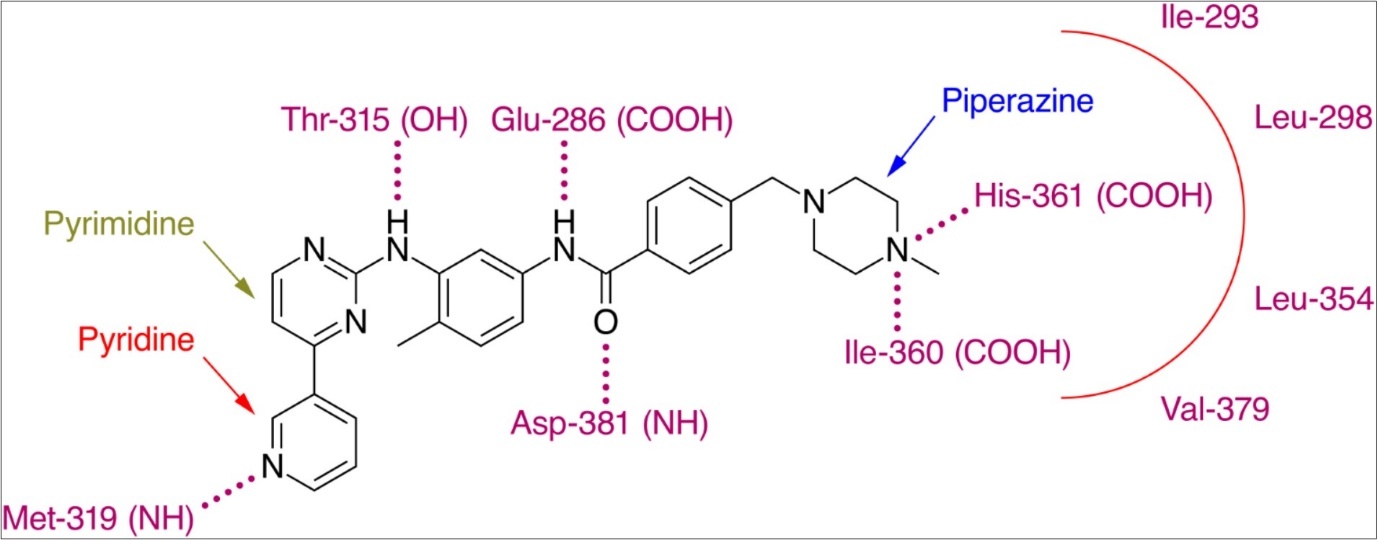 Imatinib in its binding site.