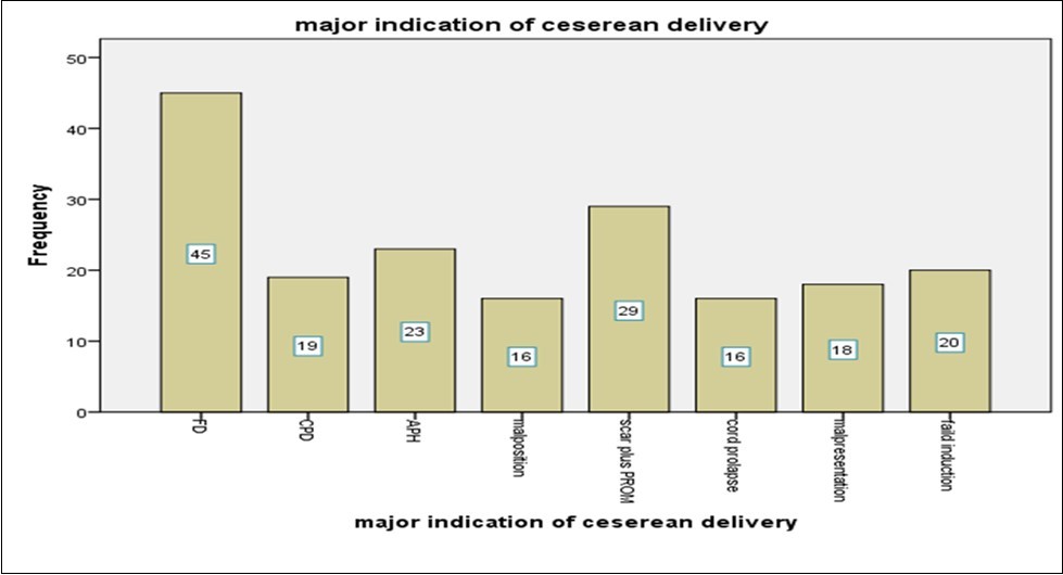 Major Indication of Cesarean section (CS) in Shenen Gibe general Hospital, Southwest Ethiopia, 2020
