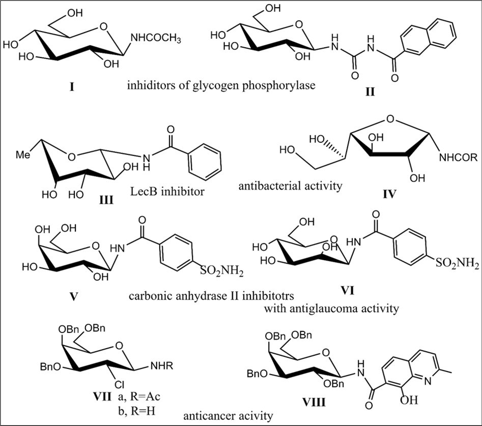 Biologically active N-glycosyl amides