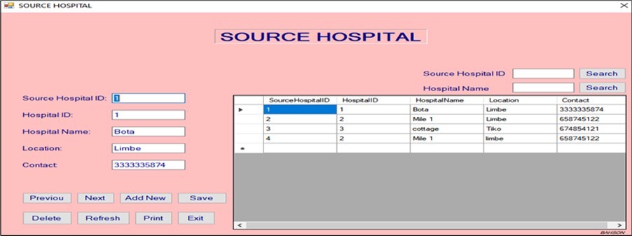 Source hospital window