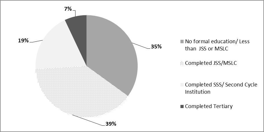 Highest level of formal education of the visually impaired participants