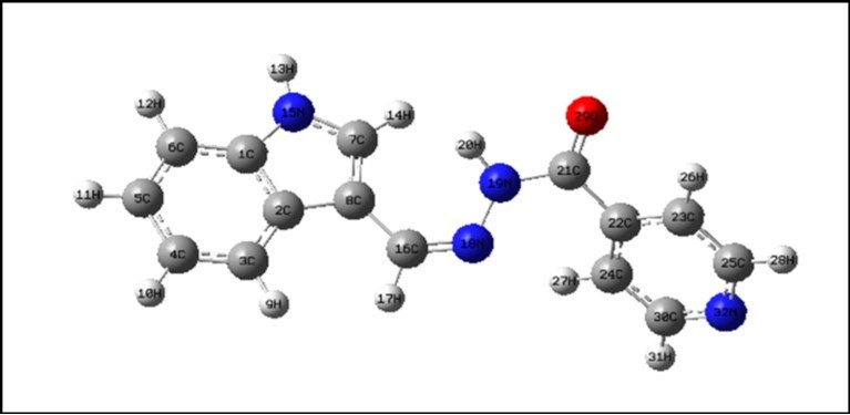 The optimized molecular structure of ICINH