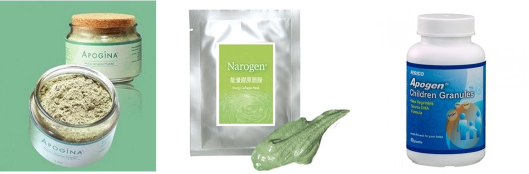 Different commercial products from algae by FEBICO Ltd. 146