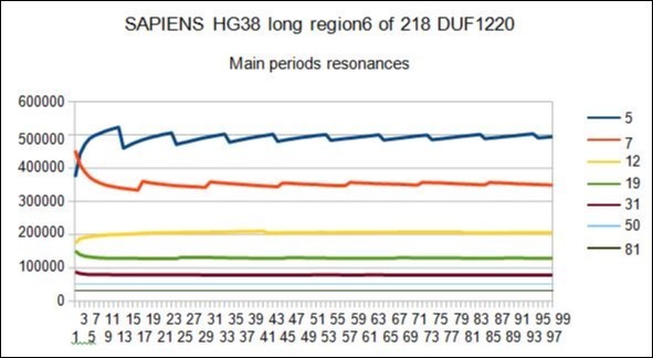 SAPIENS HG38 - In this figure we could locate RESONANCES for all main periods 5 7 12 19 31 50 81