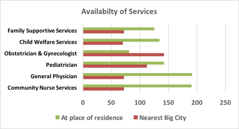 Accessibility to prenatal care services (If patients had access to health-related services locally or in the neighboring big cities).